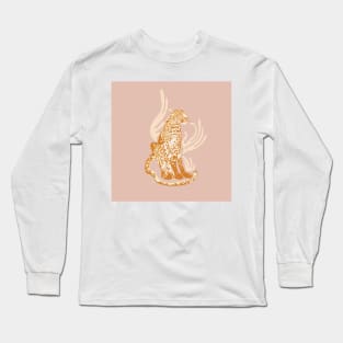 Lola, The Leopard / Wild Cat in Blush and Yellow Long Sleeve T-Shirt